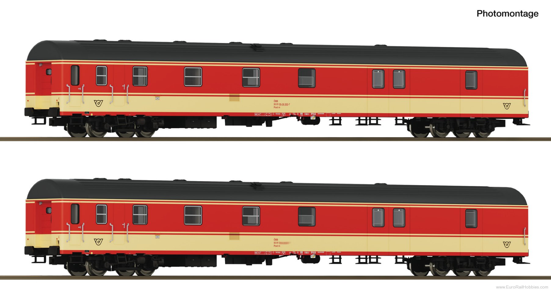 Roco 6200180 Roco 2 Piece OBB Jaffa Postal Coach Set
