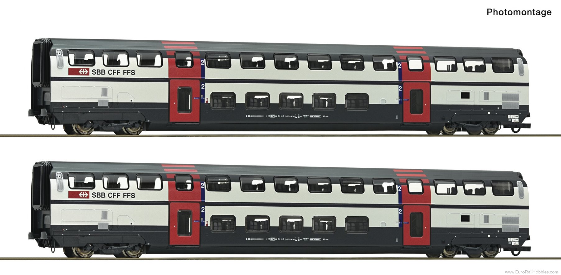 Roco 6200216 Roco SBB 2 Piece IC2000 2nd Class Double-deck