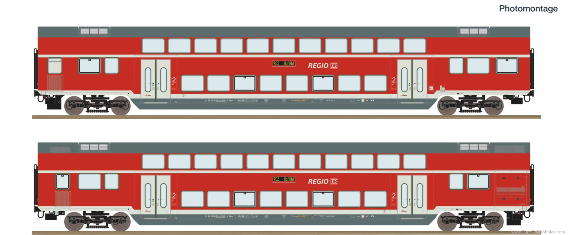Roco 6200249 Roco DB AG 2 Piece Dosta RE2 Bi-Level Coach S