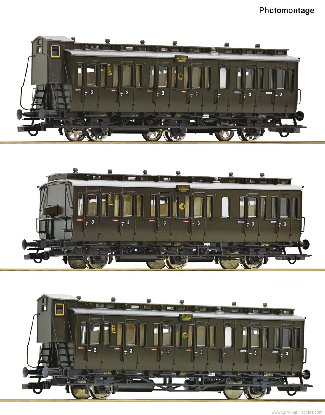 Roco 6200254 Roco DRG 3 Piece Compartment Passenger Coach 