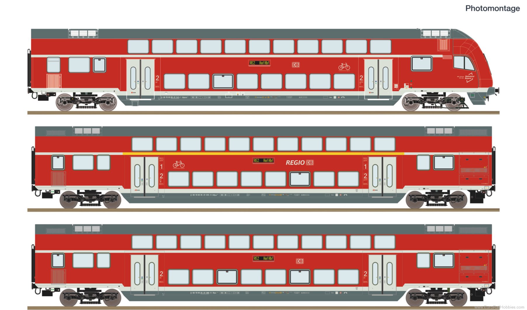 Roco 6210248 Roco DB AG 3 Piece Dosta RE2 Bi-Level Coach S