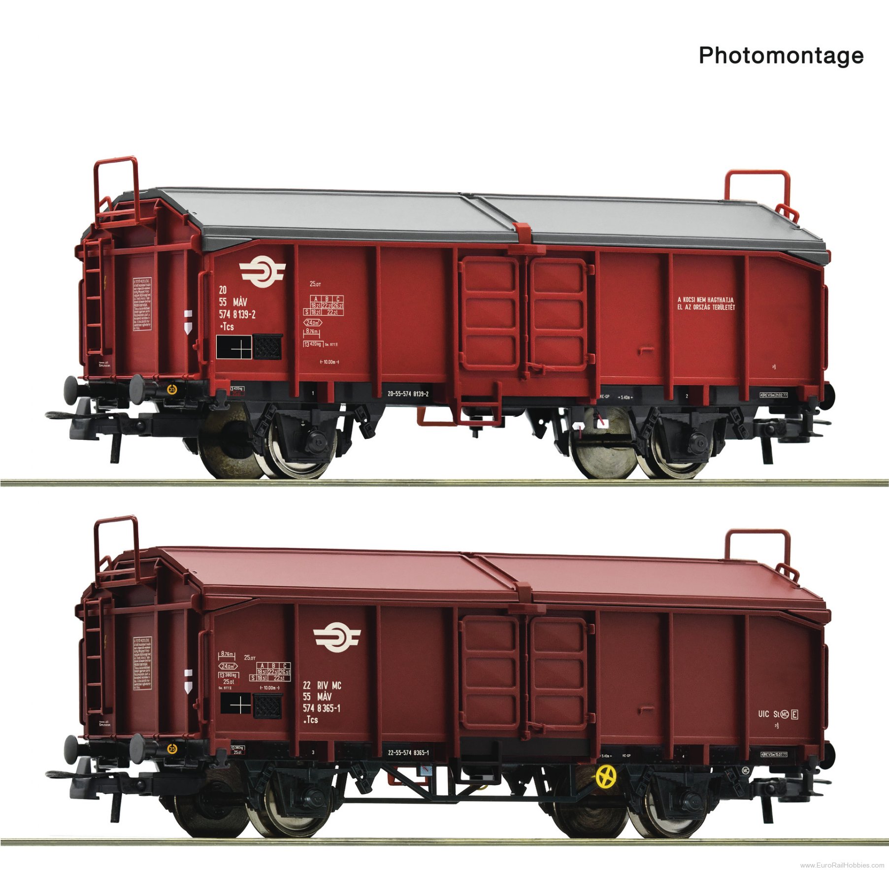 Roco 6600116 Roco MAV 2 Piece Sliding Roof Wagon Set