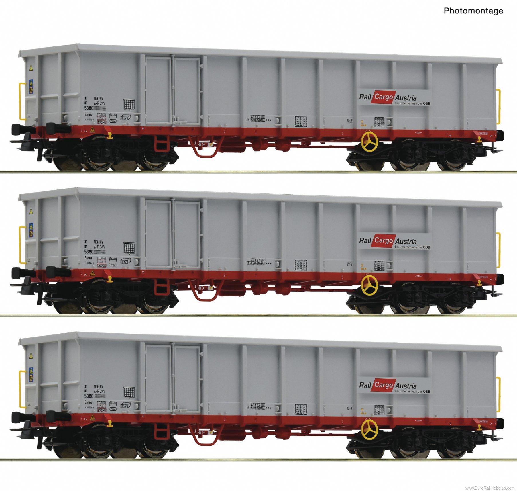Roco 6600121 Roco OBB 3 piece set: Open goods Wagons