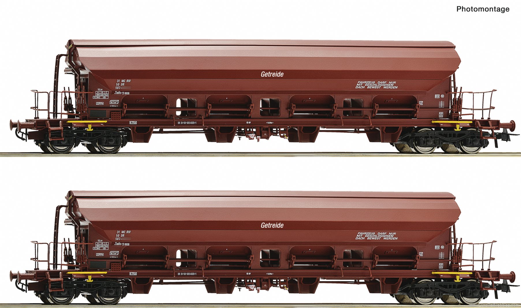 Roco 6600125 DR 2-piece set: Swivel-roof Wagons