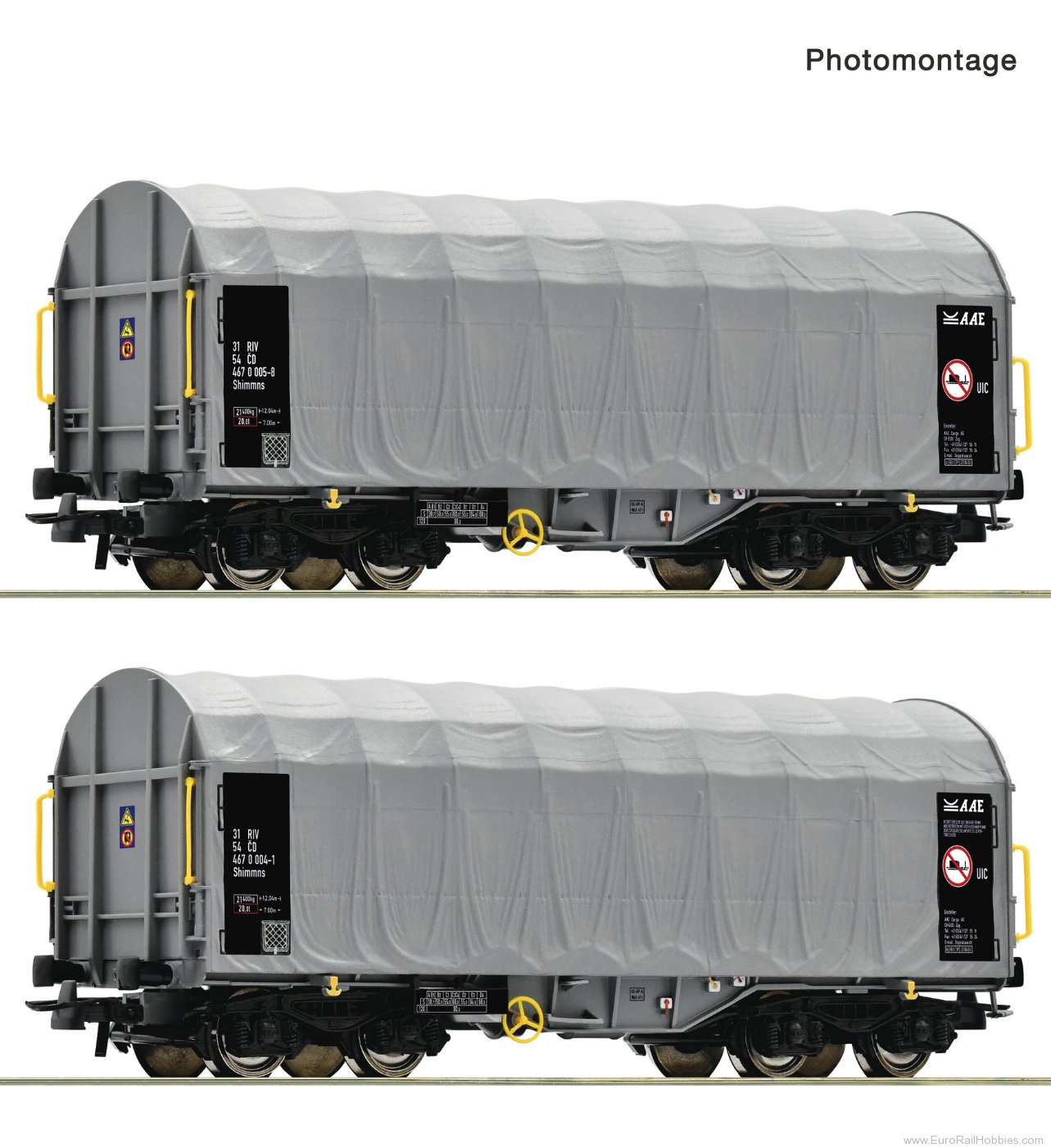 Roco 6600144 Roco CD 2 Piece Sliding Tarpaulin Wagon Set