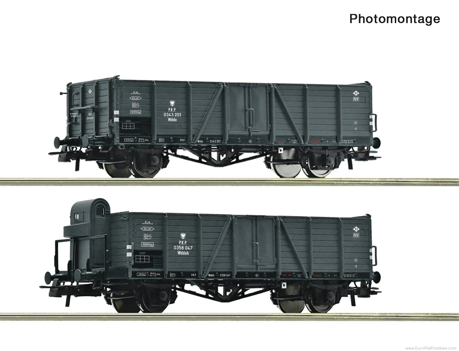 Roco 6600216 Roco PKP 2 Piece Open Goods Wagon Set