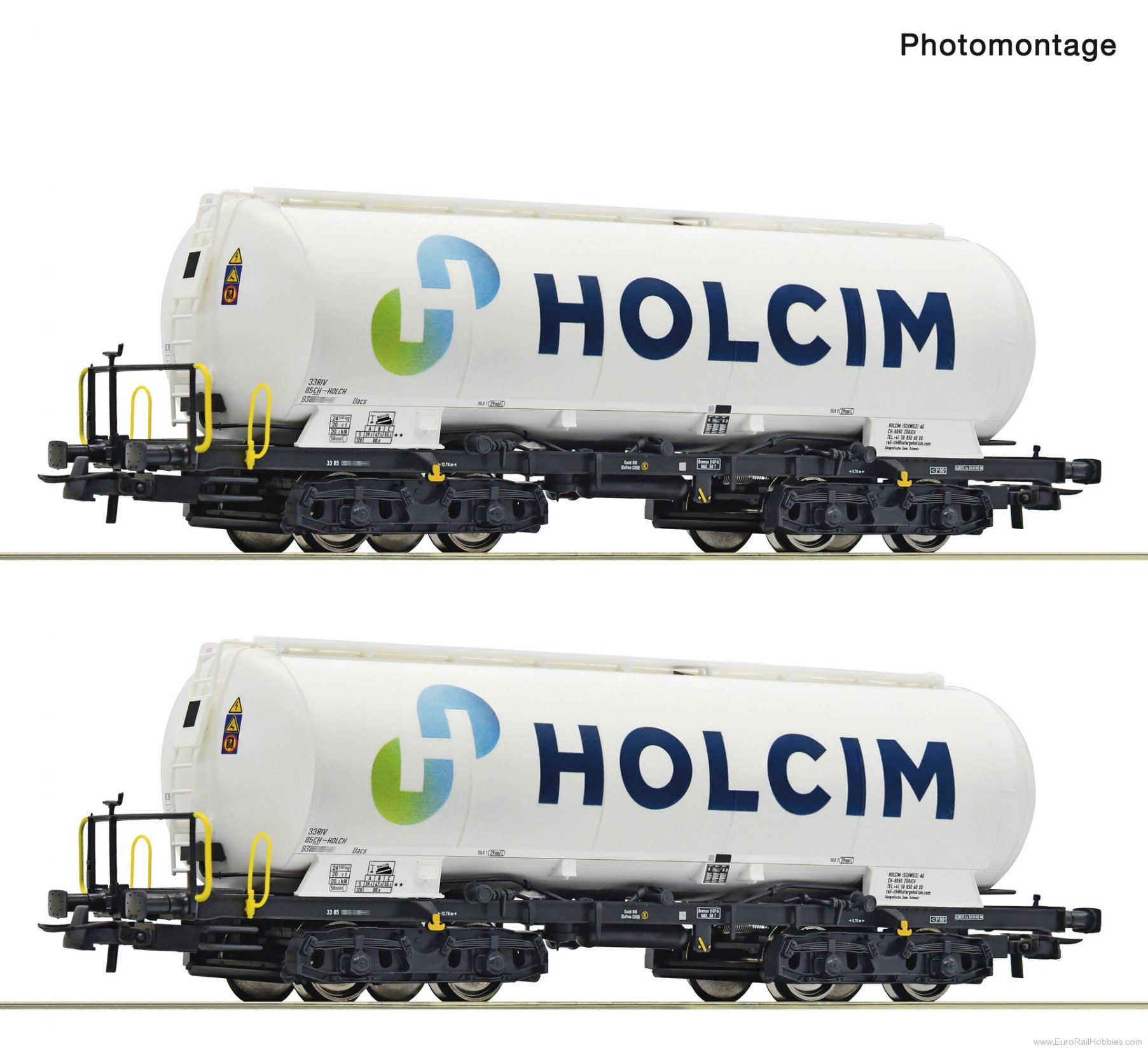 Roco 6600233 Roco 2 Piece 'Holcim' Silowagen Uacs Car Set