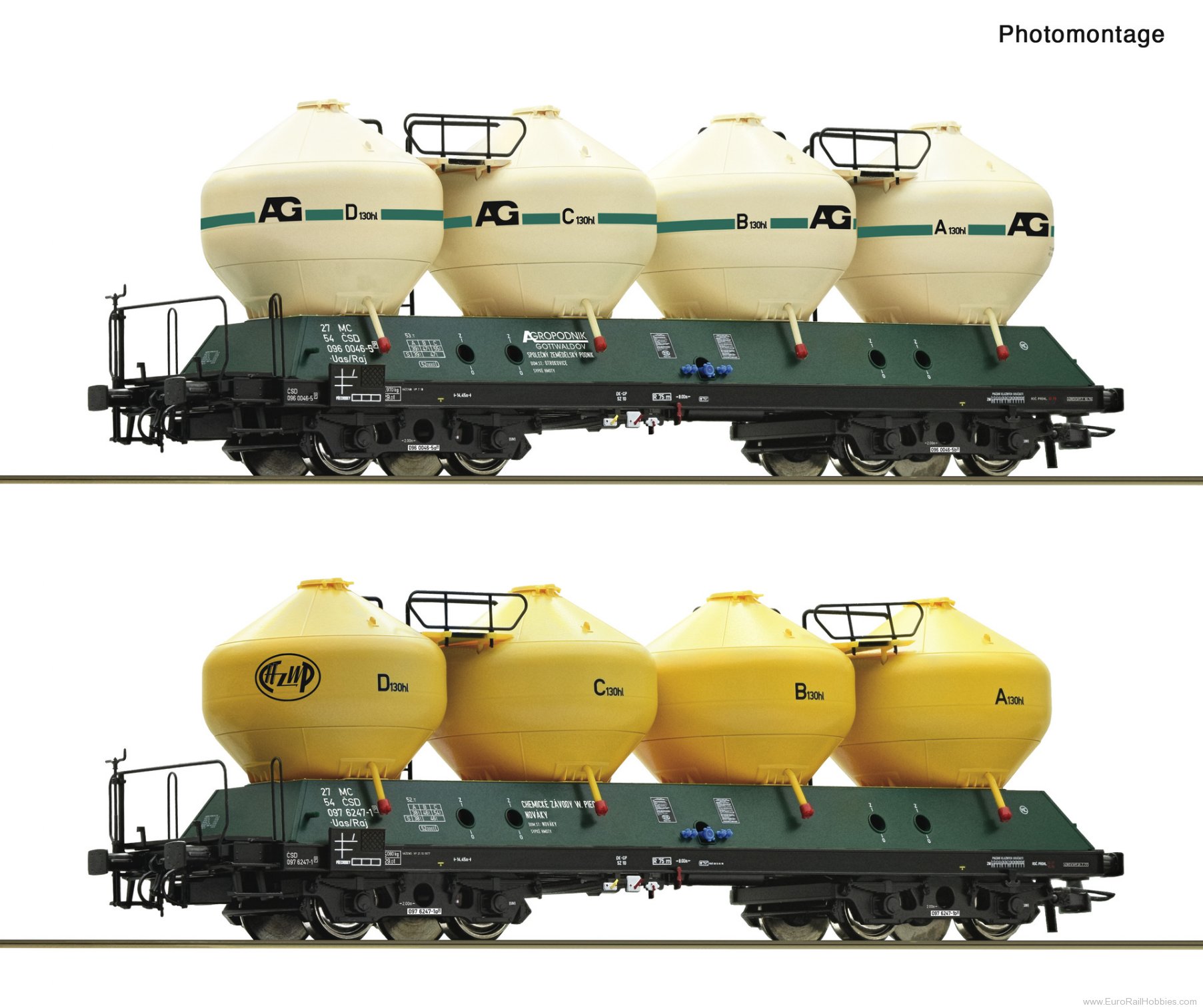 Roco 6600236 Roco CSD 2 Piece Silo Wagon Raj Set