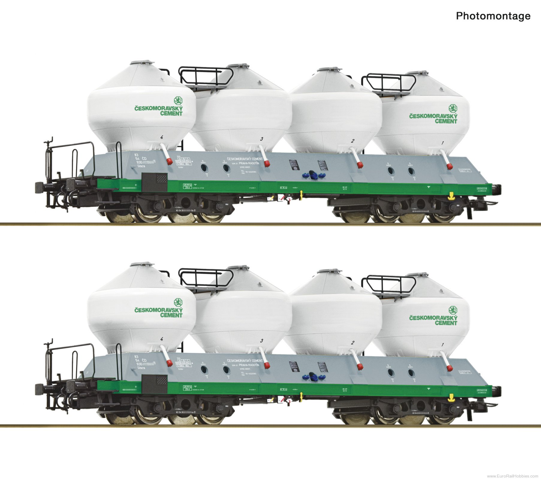 Roco 6600237 Roco CD 2 Piece Silo Wagon Uacs Set