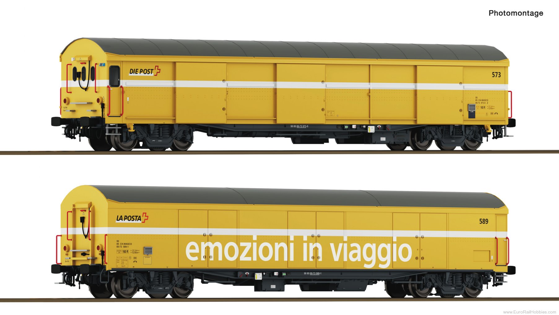Roco 6600243 Roco 2 Piece 'Wascosa' Postal Wagon Set