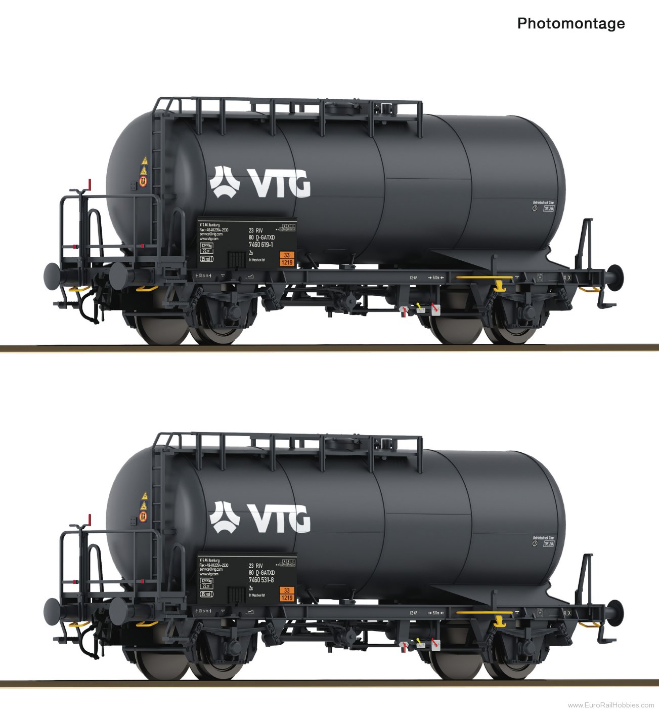 Roco 6600246 Roco 2 Piece VTG  Zs Chemical Tank Car Set