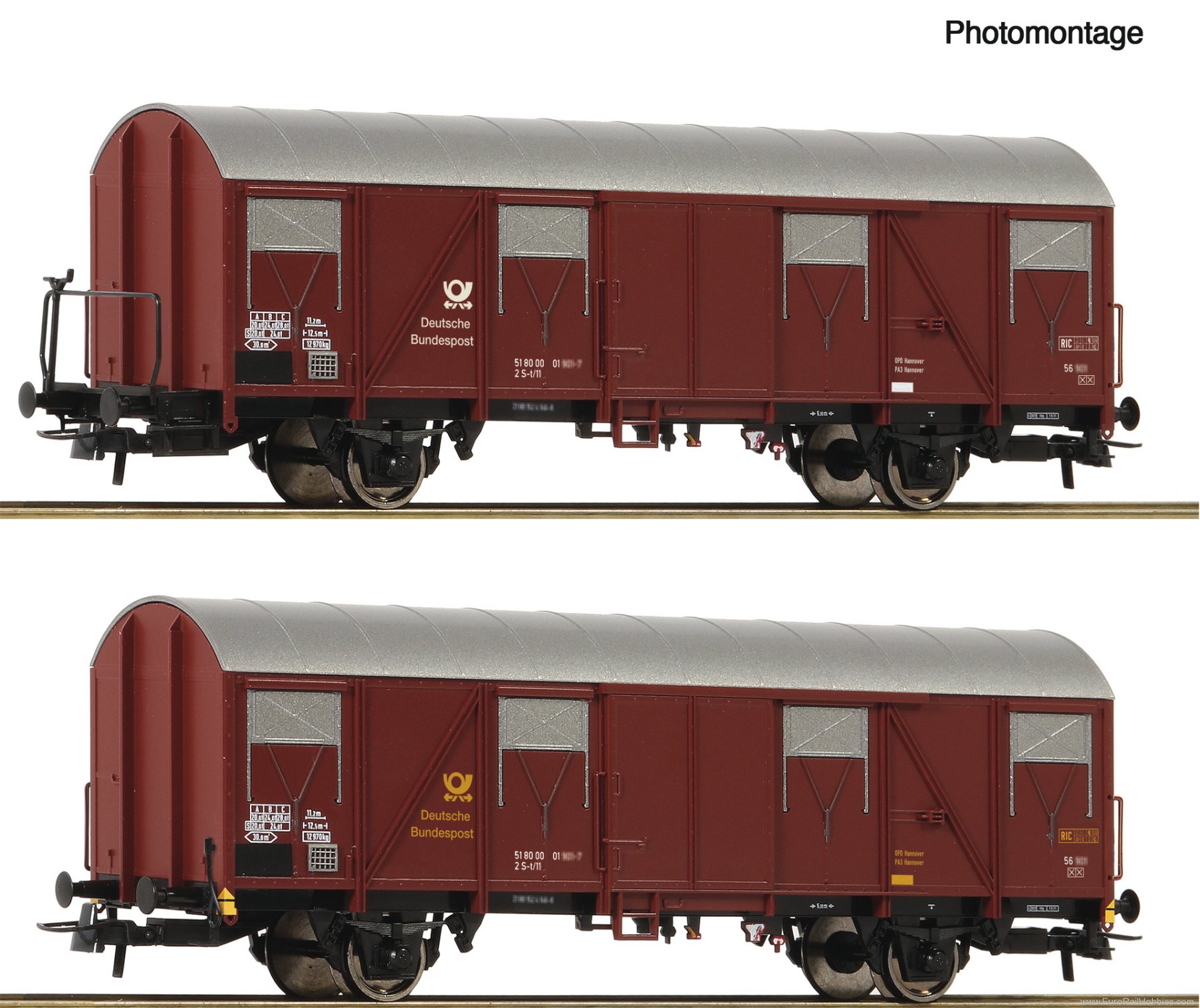 Roco 6600248 Roco DBP Covered Postaql Wagon 2 Piece Set