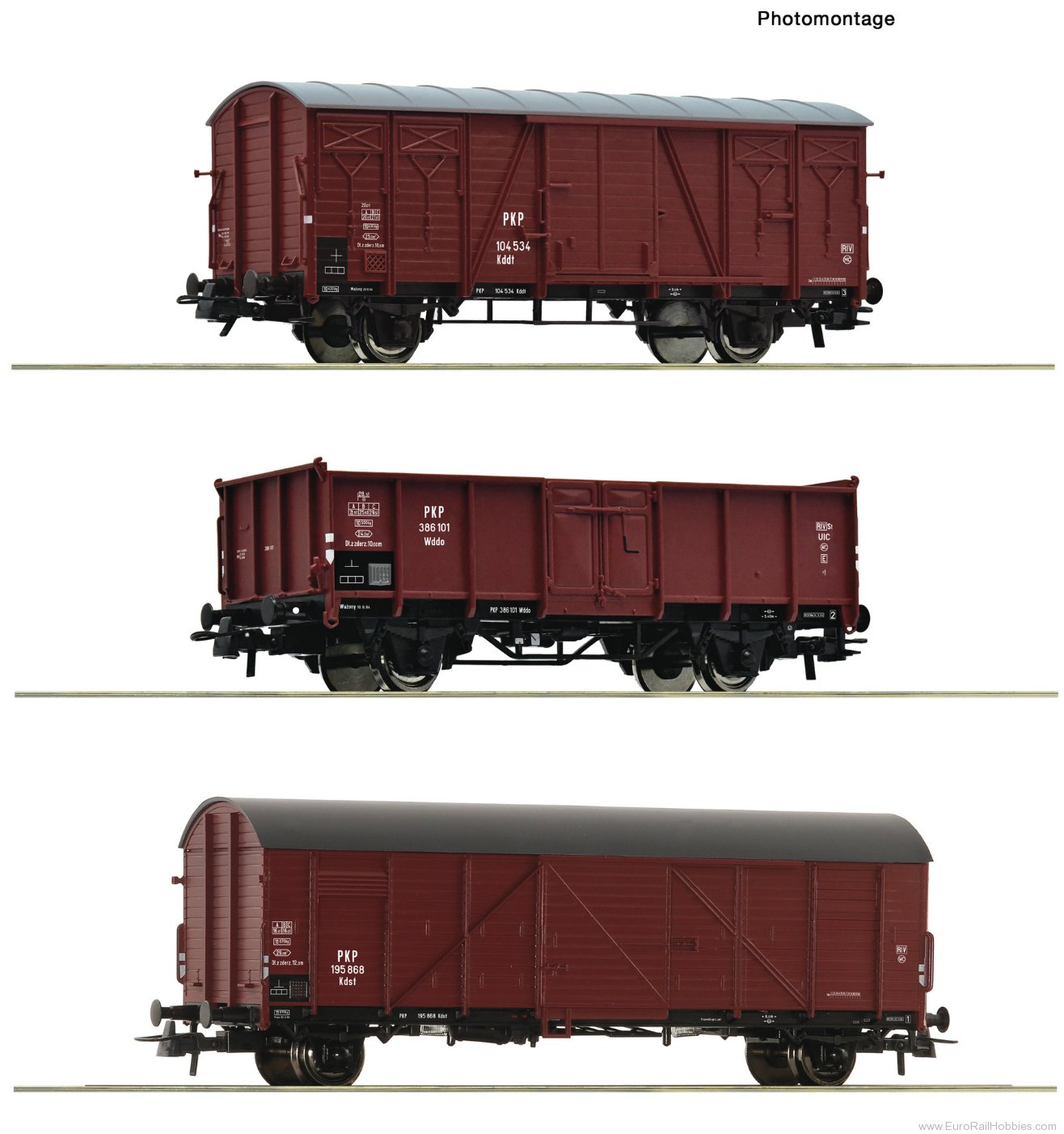 Roco 6600273 Roco PKP 3 Piece Open Goods Wagon Set