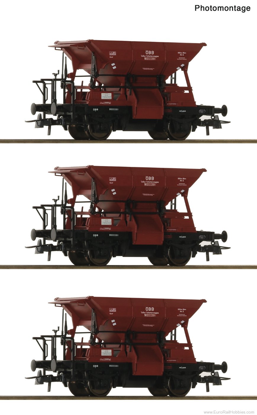 Roco 6600283 Roco OBB 3 Piece Talbot Ballast Hopper Wagon 
