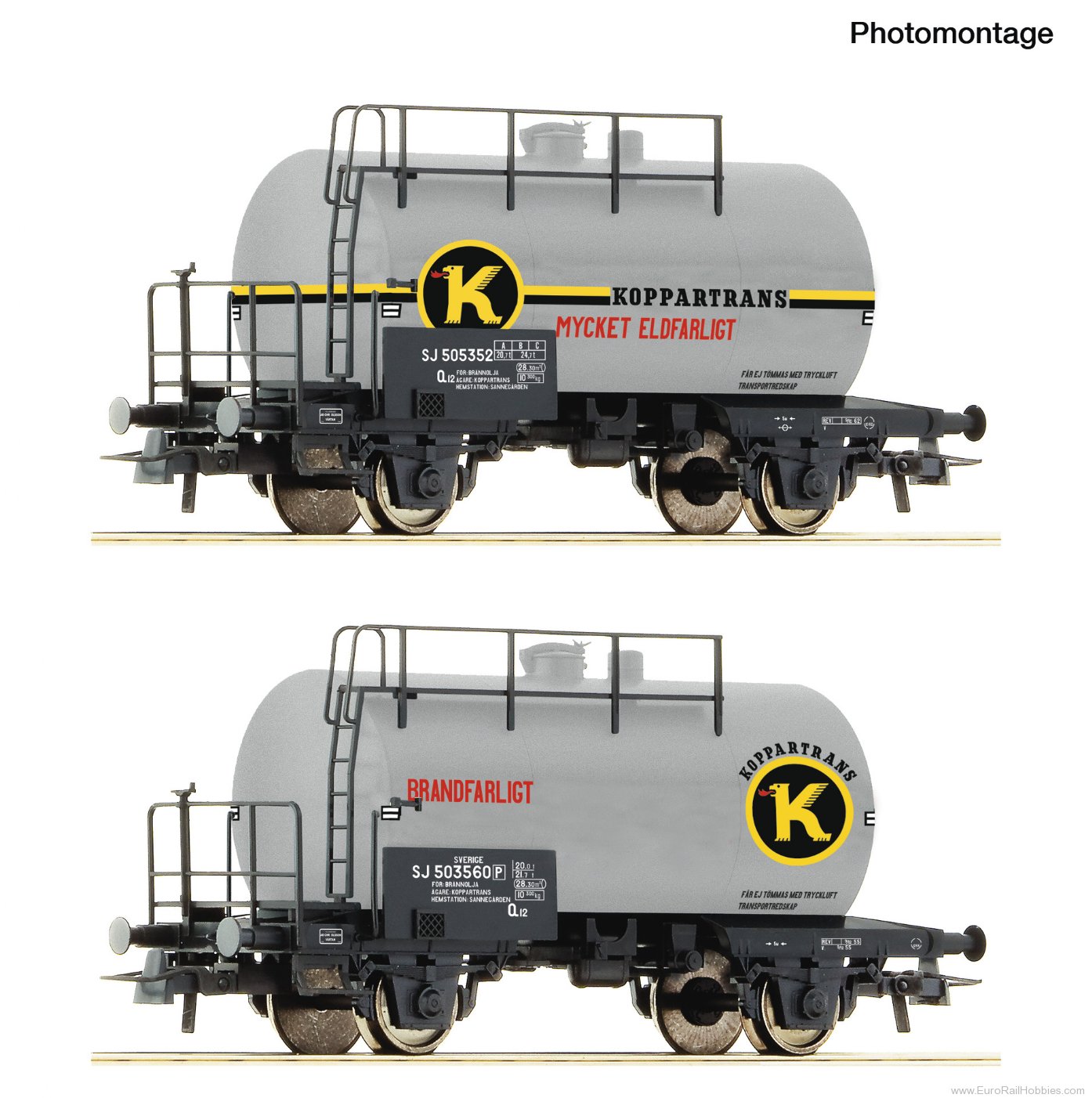 Roco 6600302 Roco SJ 2 Piece ' Koppartrans' Tank Car Set