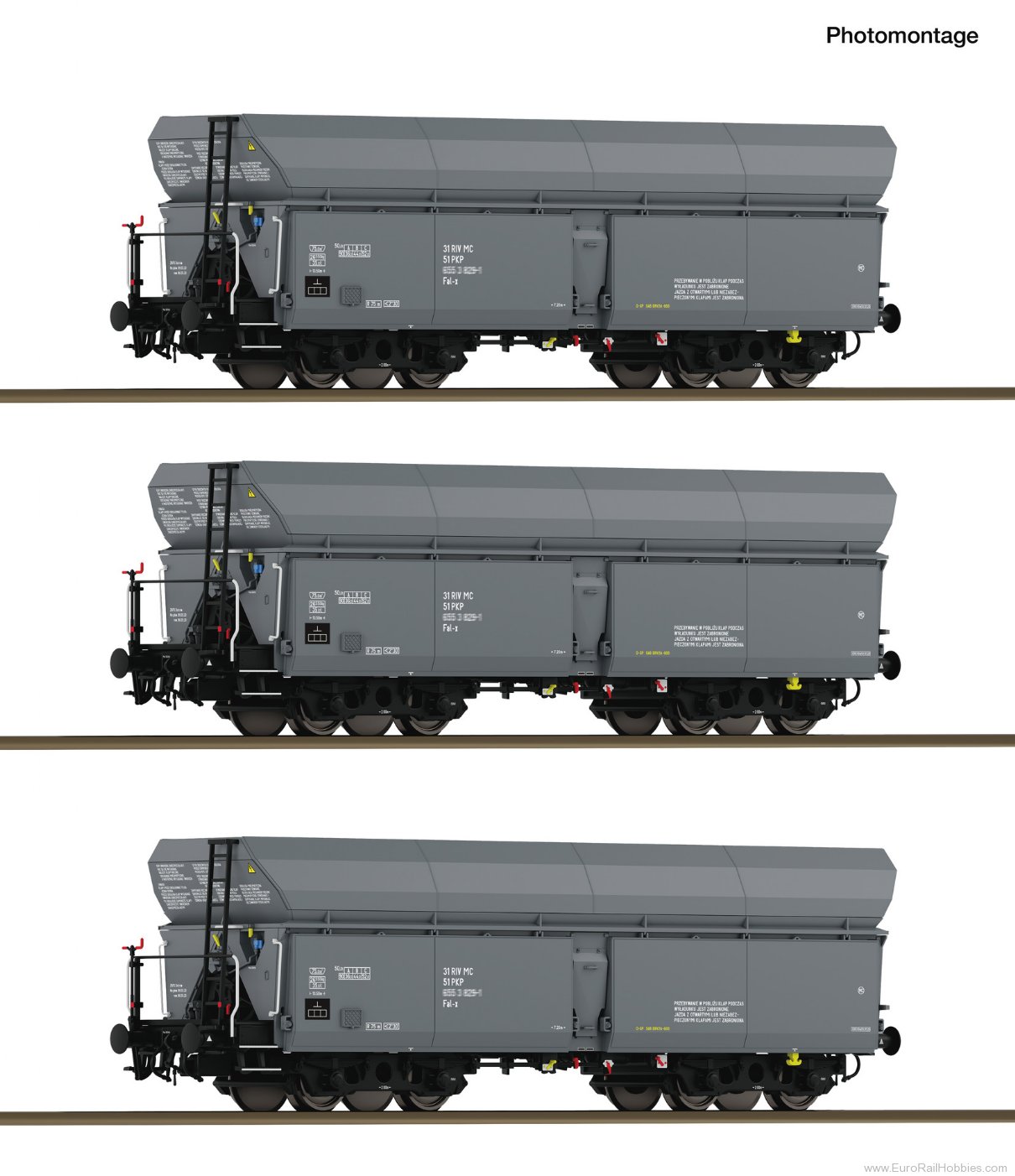 Roco 6600324 Roco PKP 3 Piece Self-Unloading Hopper Car Se