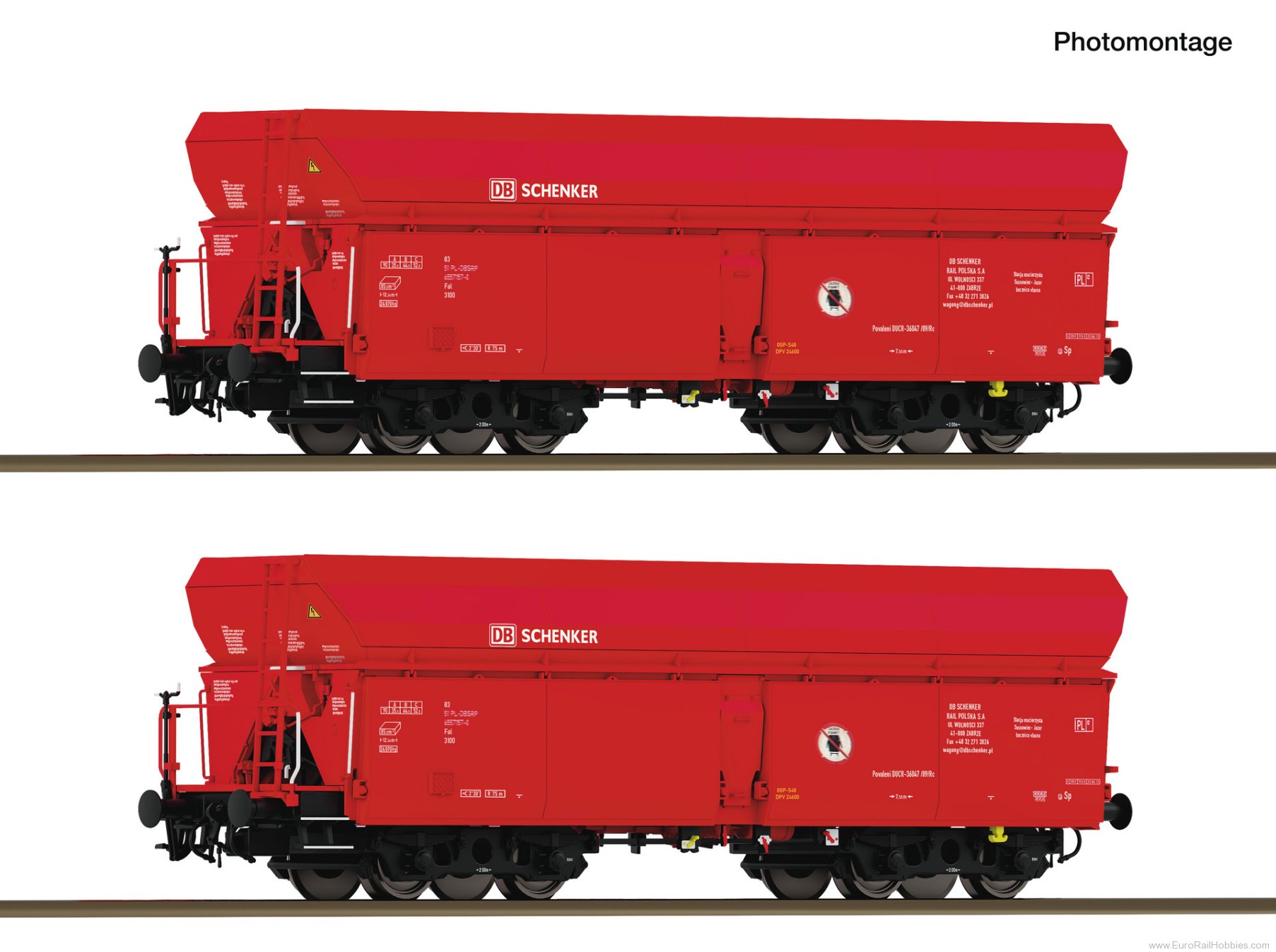Roco 6600326 Roco DB Schenker 2 Piece Self-Unloading Hoppe