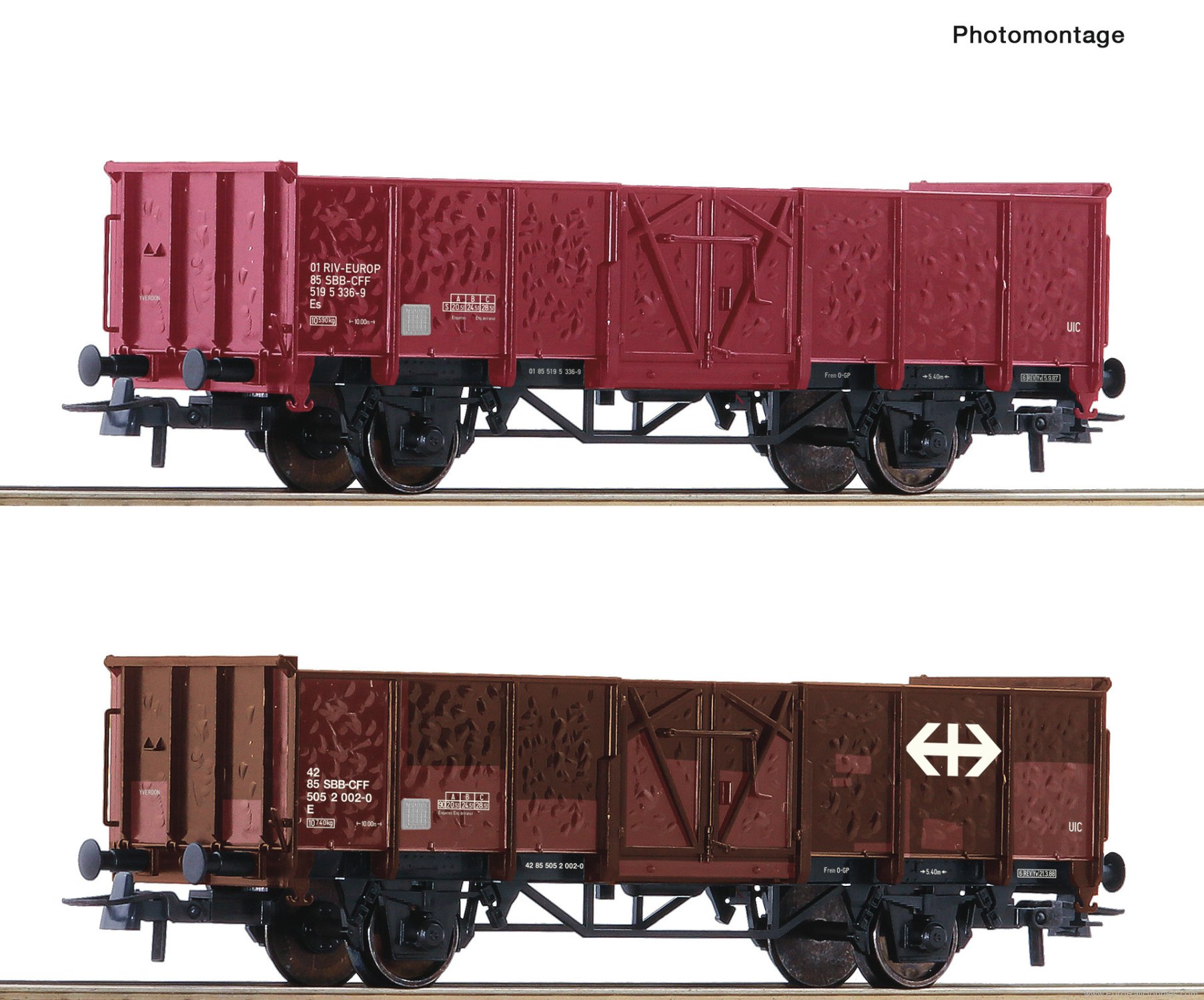 Roco 77034 Roco SBB 2 Piece Open Goods Car Set