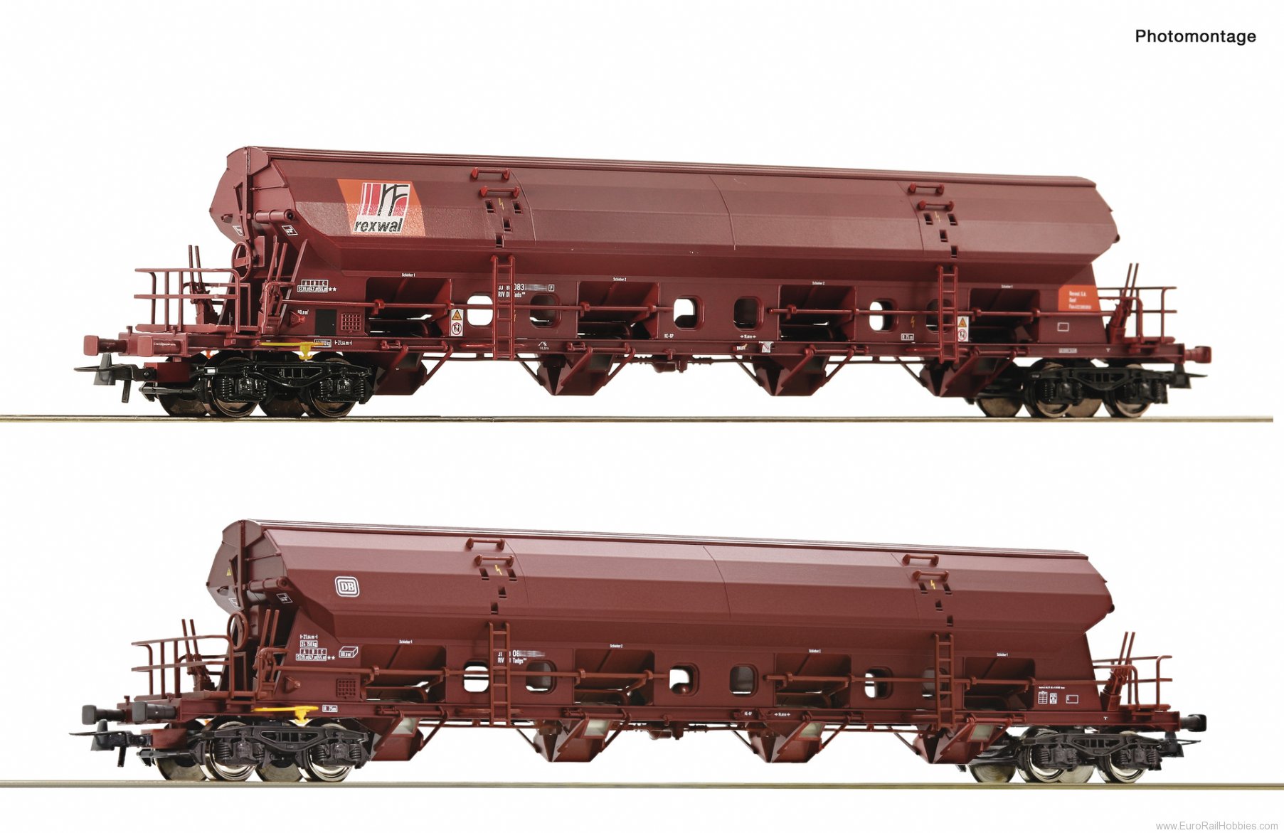 Roco 77036 2 piece set: Swivel roof wagons, DB