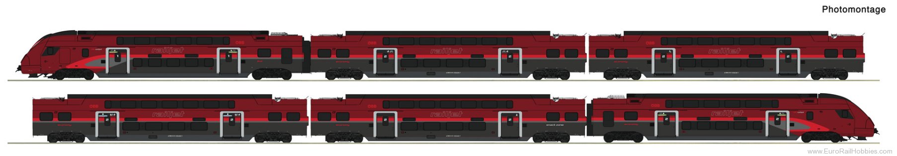 Roco 7710039 Roco OBB Railjet Class 4706 6-Piece Double-De