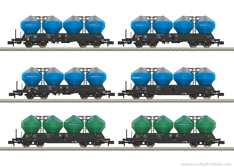 Trix 18301 MiniTrix CD Uacs 6 Piece Silo 4 Axle Car Set