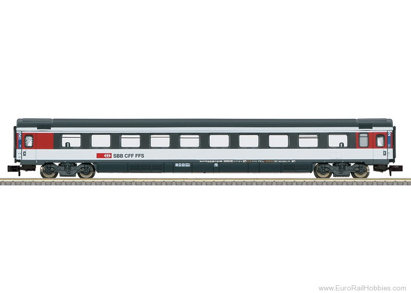 Trix 18621 MiniTrix SBB EC Open Seat Car, 2nd Cl. Passen
