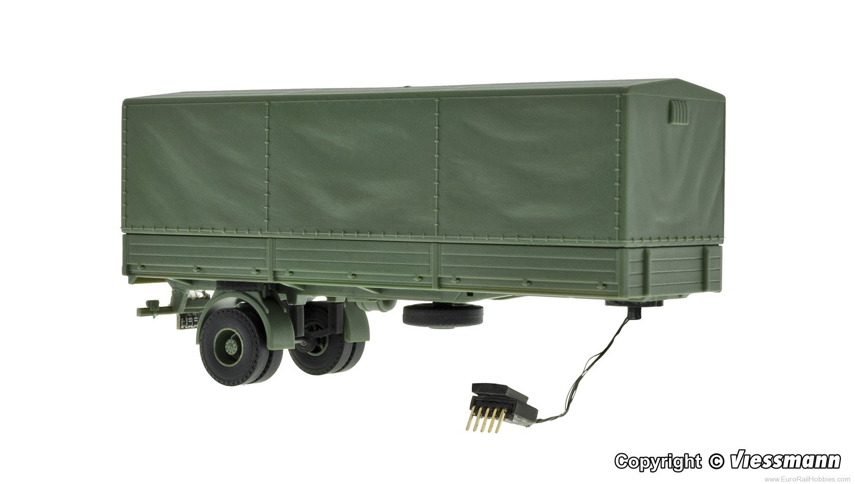 Viessmann 8221 1-axle curtainsider semitrailer, military, fu