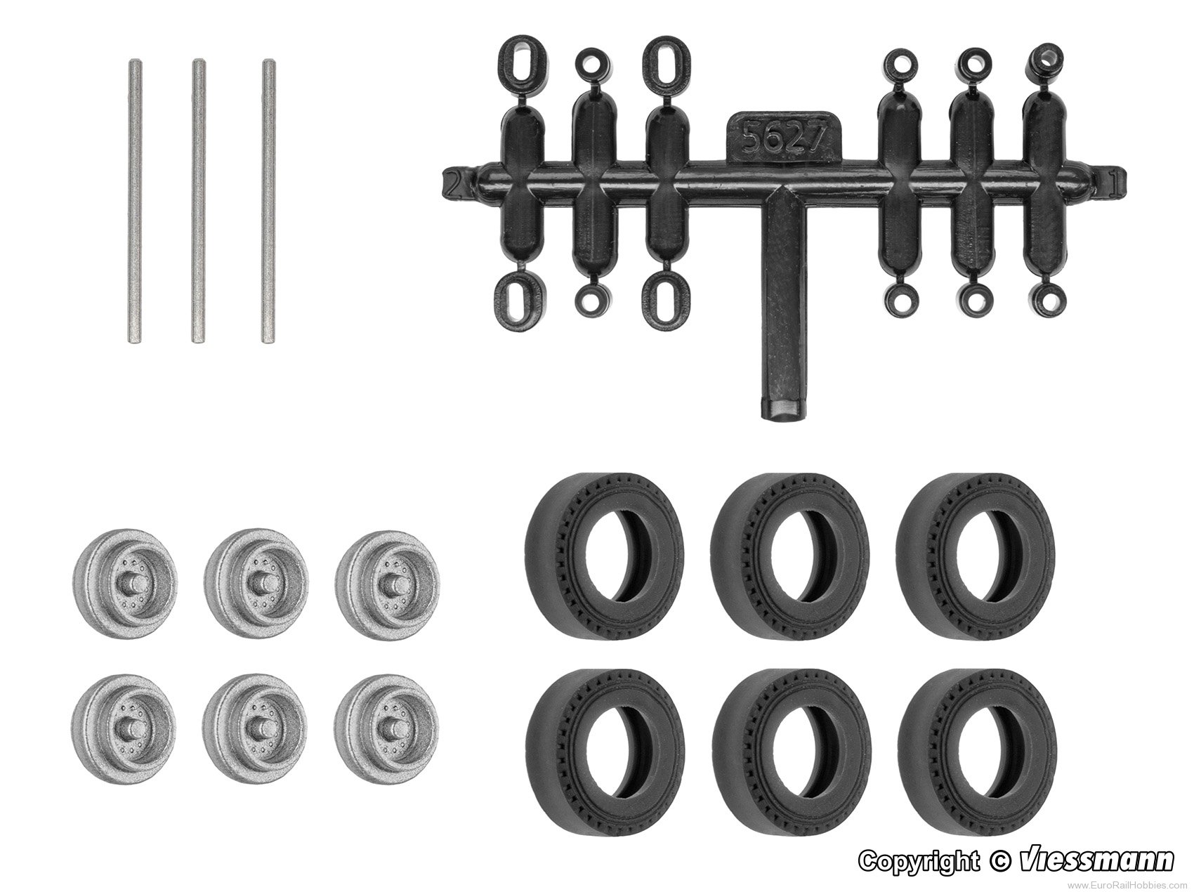 Viessmann 8438 H0 Retrofit set rubber wheels for Kibri trail