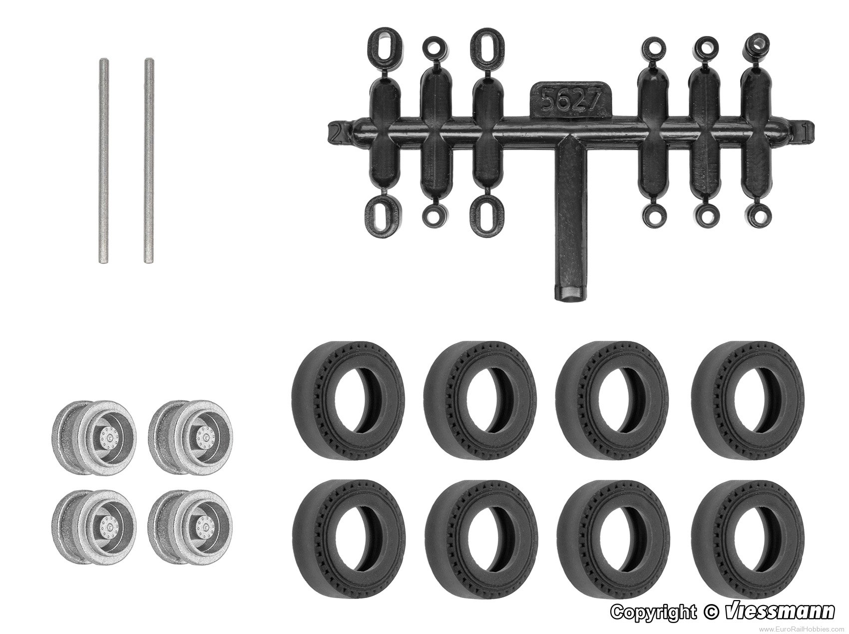 Viessmann 8439 H0 Retrofit set rubber wheels for Kibri trail