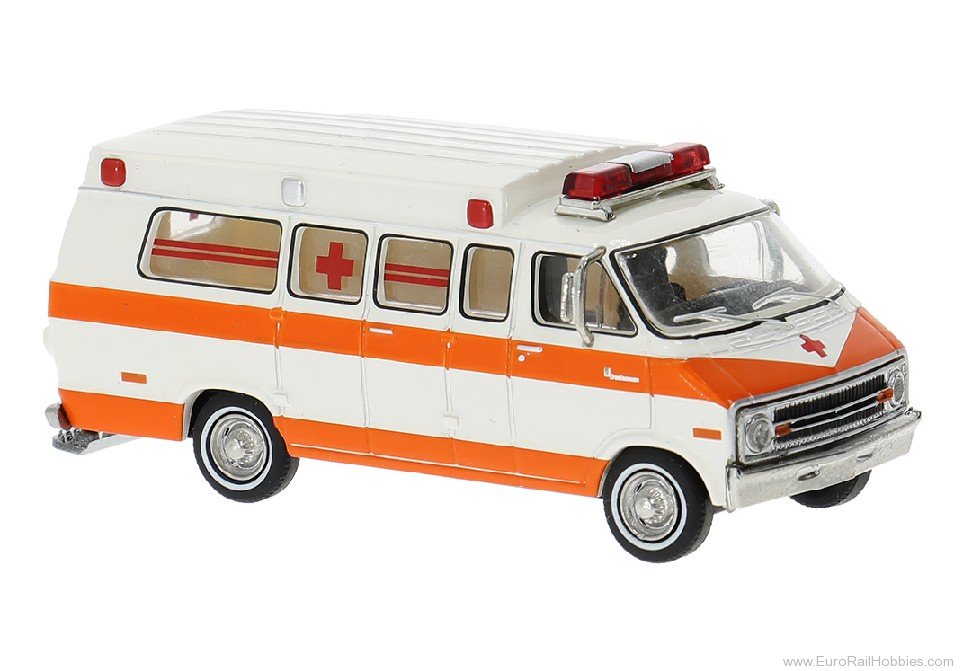 Brekina 18300 Brekina Dodge B 200 Ambulance white/dark Oran