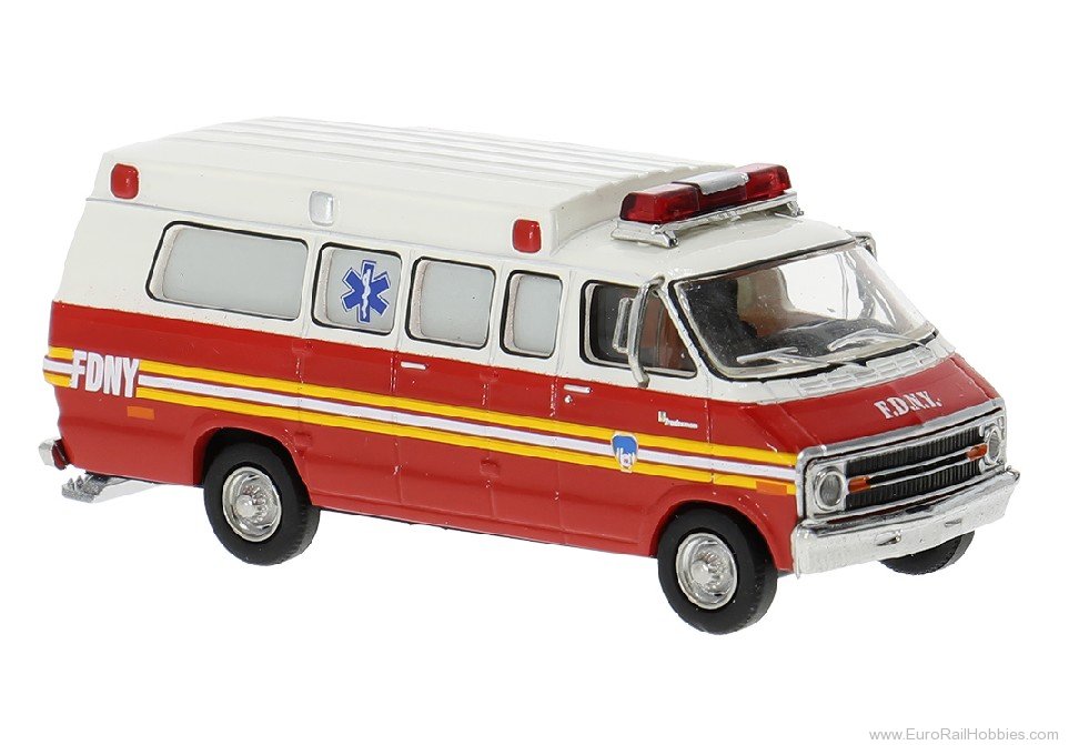 Brekina 18301 Brekina Dodge B 200 Ambulance 1975 FDNY