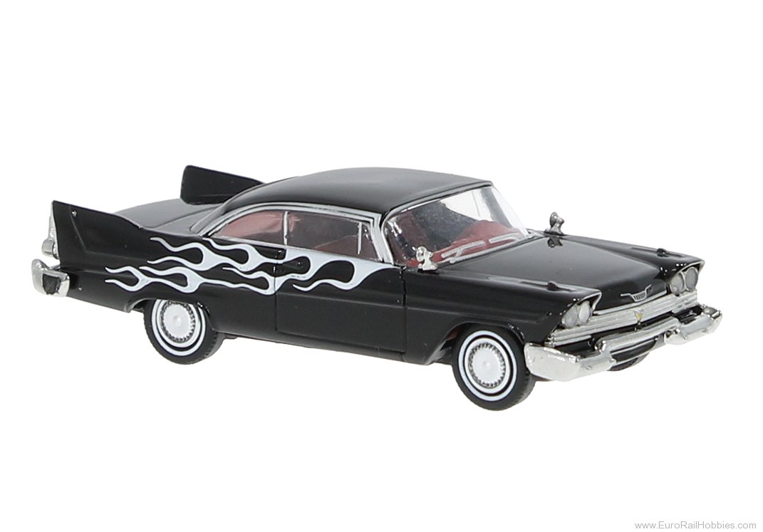 Brekina 19683 Brekina, Plymouth Fury, Black, 1958, Flames, 