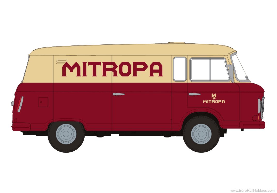 Brekina 30129 Brekina, Barkas B 1000 Kasten, 1960, Mitropa,