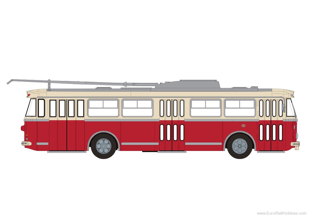 Brekina 61356 Brekina, Skoda 9 TR, Beige/Red, 1962,  