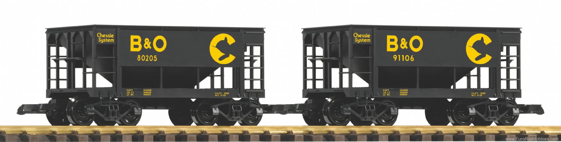 Piko 38933 G Set of 2 bulk goods wagons B&O with ore loa