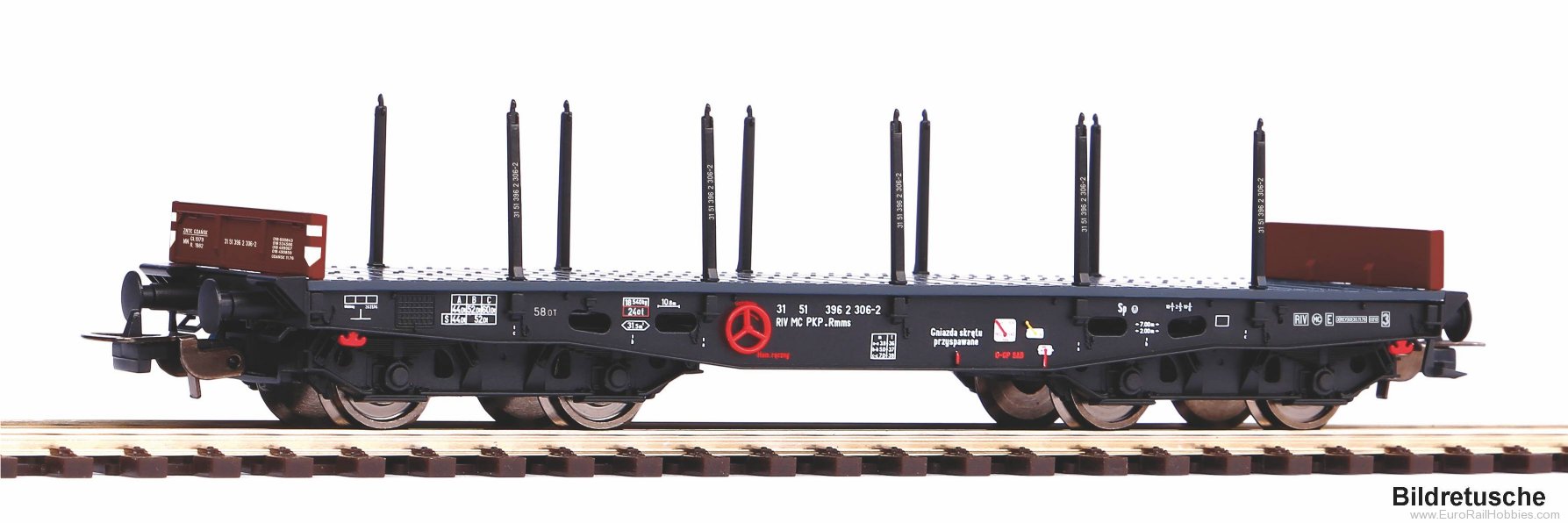 Piko 58421 PKP 401Ze 4 Axle Heavy-Duty Stake Car