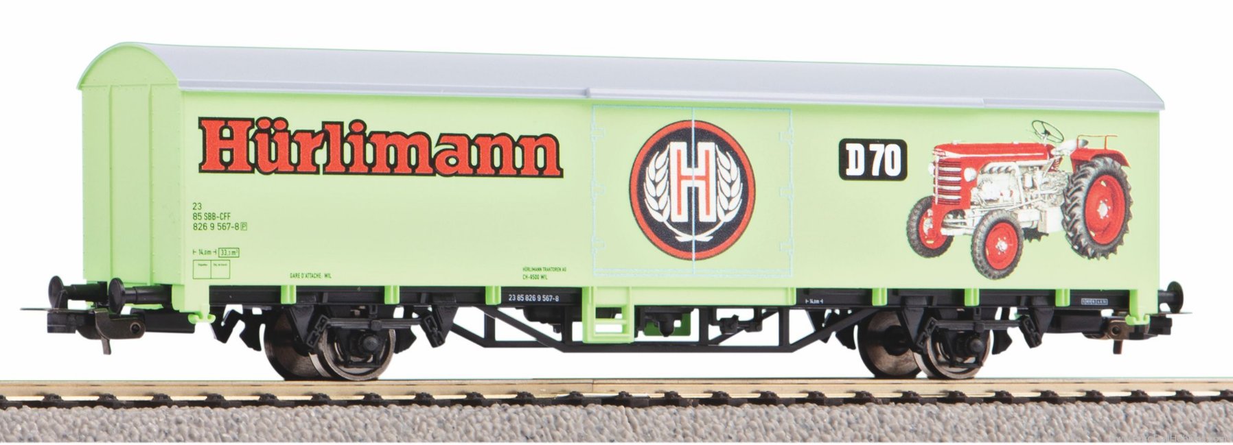 Piko 58799 Covered Goods Wagon 'HÃ¼rlimann Traktoren' SB