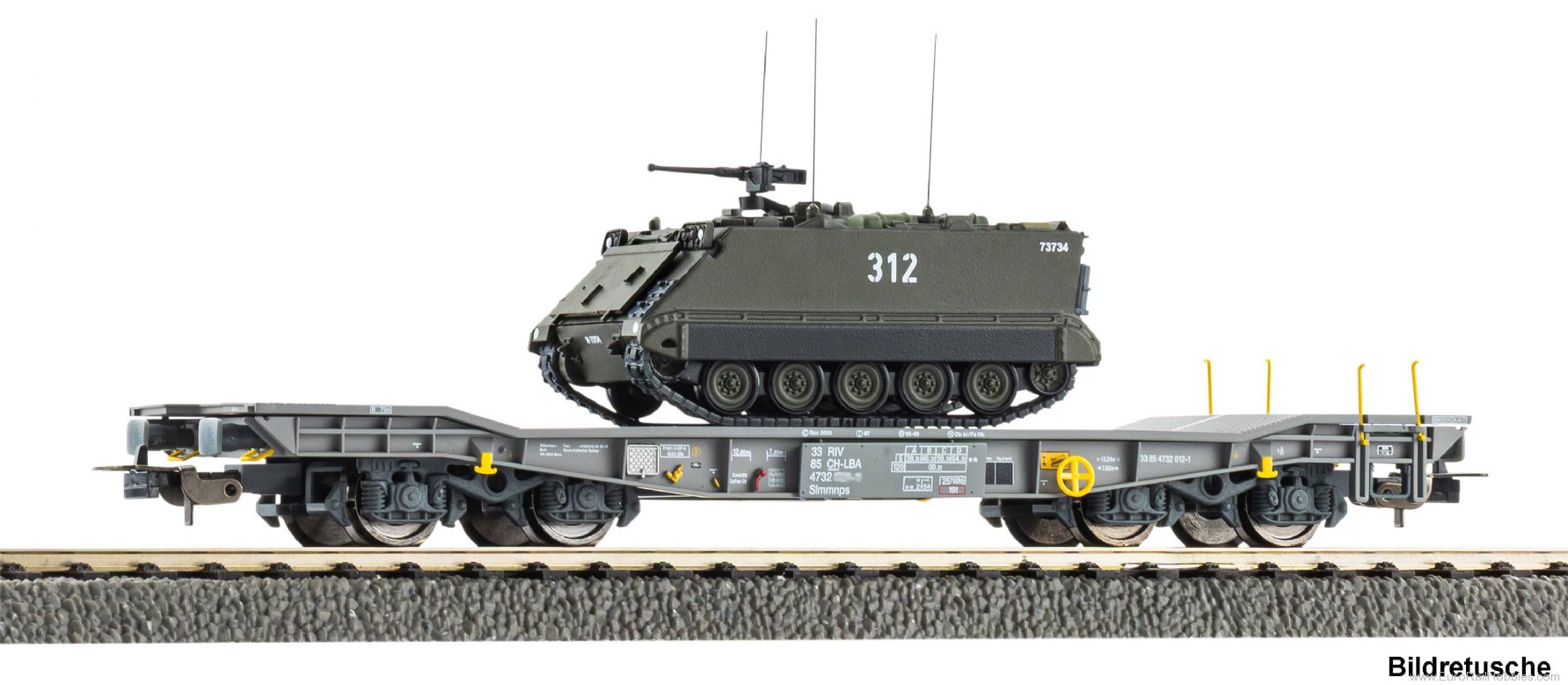 Piko 96280 SBB-CFF Panzer Transport Wagen Slmmnps w/M113